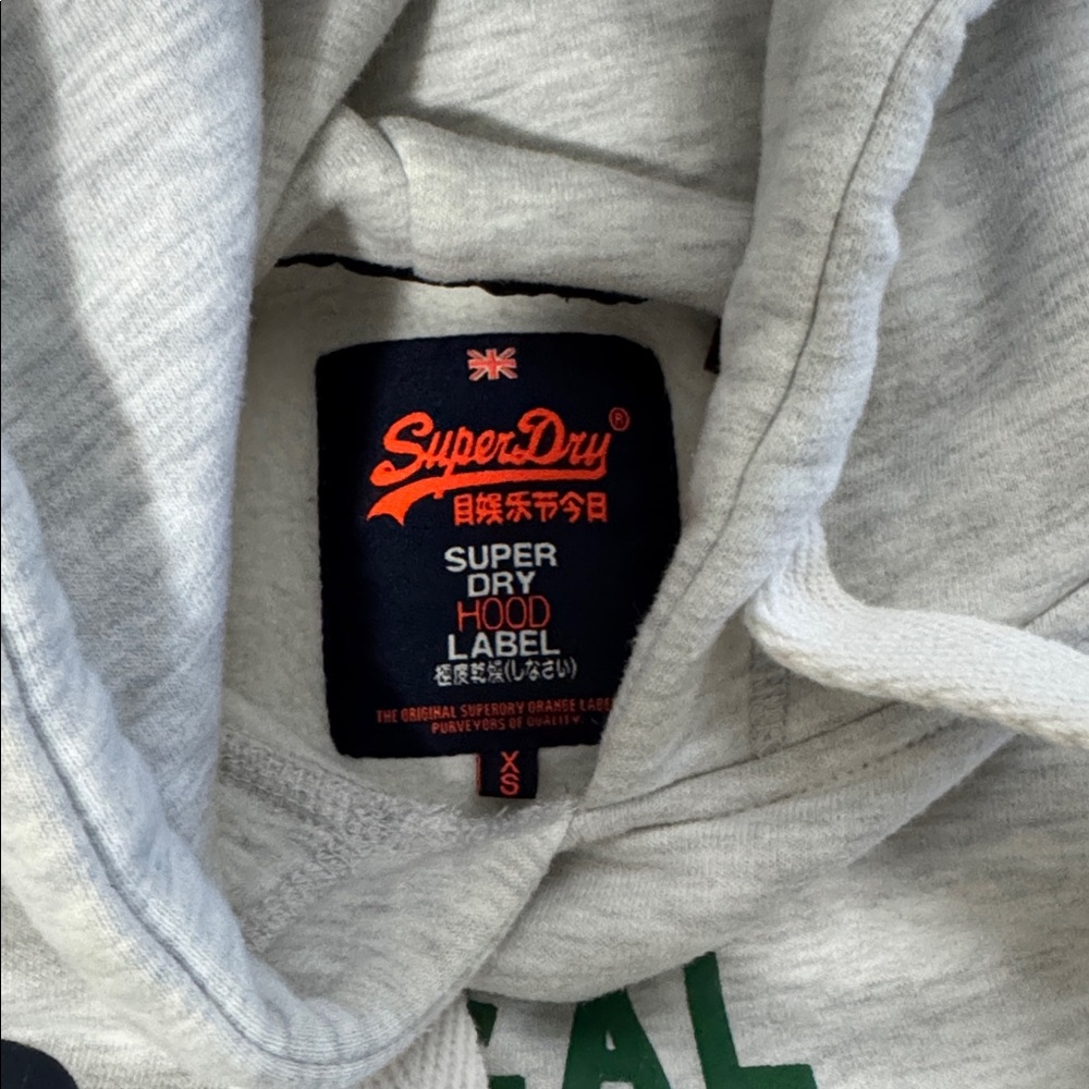 Superdry Light Gray Hoodie with Green and Navy Details - Picture 2 of 7